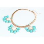 ‘Skyler’ Marbled Turquoise Flower Boho Necklace